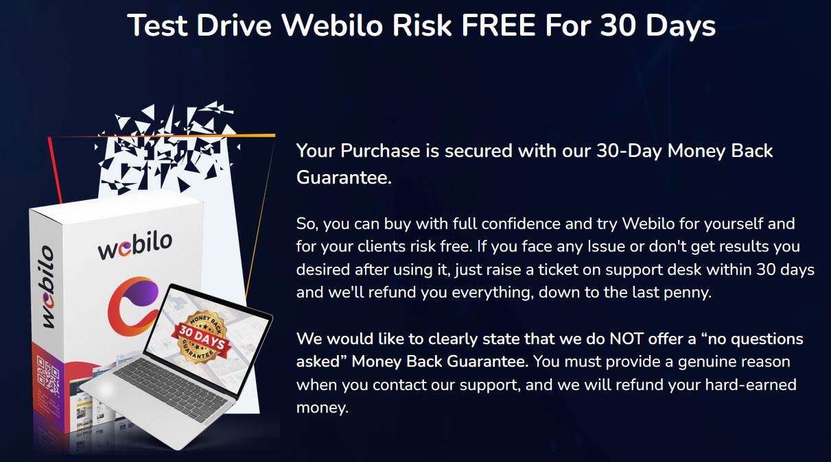 webilo money back guarantee